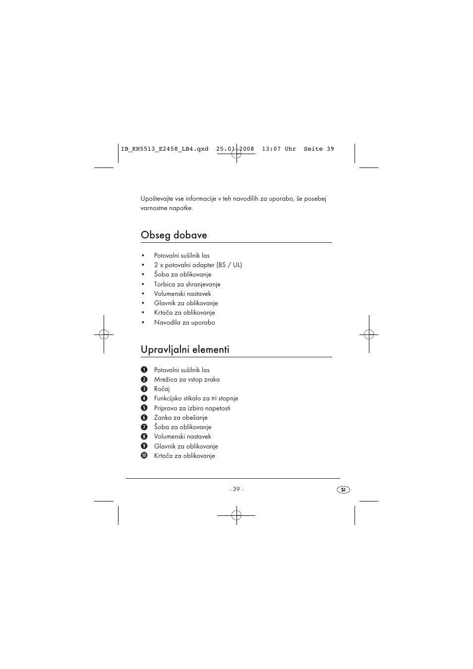 Obseg dobave, Upravljalni elementi | Kompernass KH 5513 User Manual | Page 41 / 90