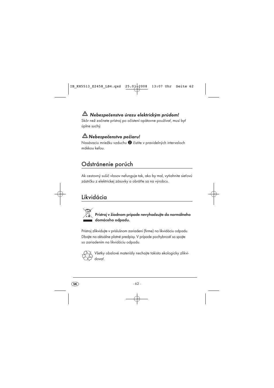 Odstránenie porúch, Likvidácia | Kompernass KH 5513 User Manual | Page 64 / 90