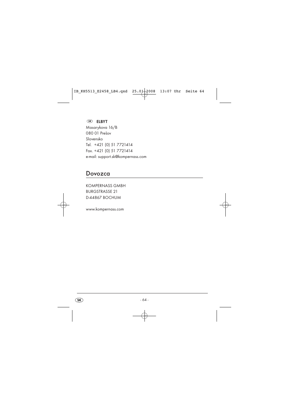 Dovozca | Kompernass KH 5513 User Manual | Page 66 / 90