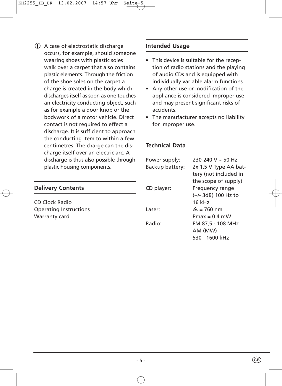 Kompernass KH 2255 User Manual | Page 7 / 12