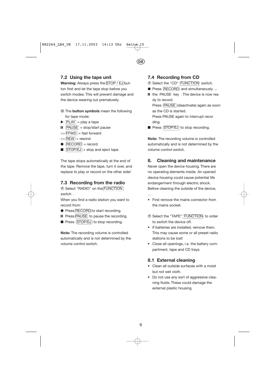 Kompernass KH 2264 User Manual | Page 10 / 13