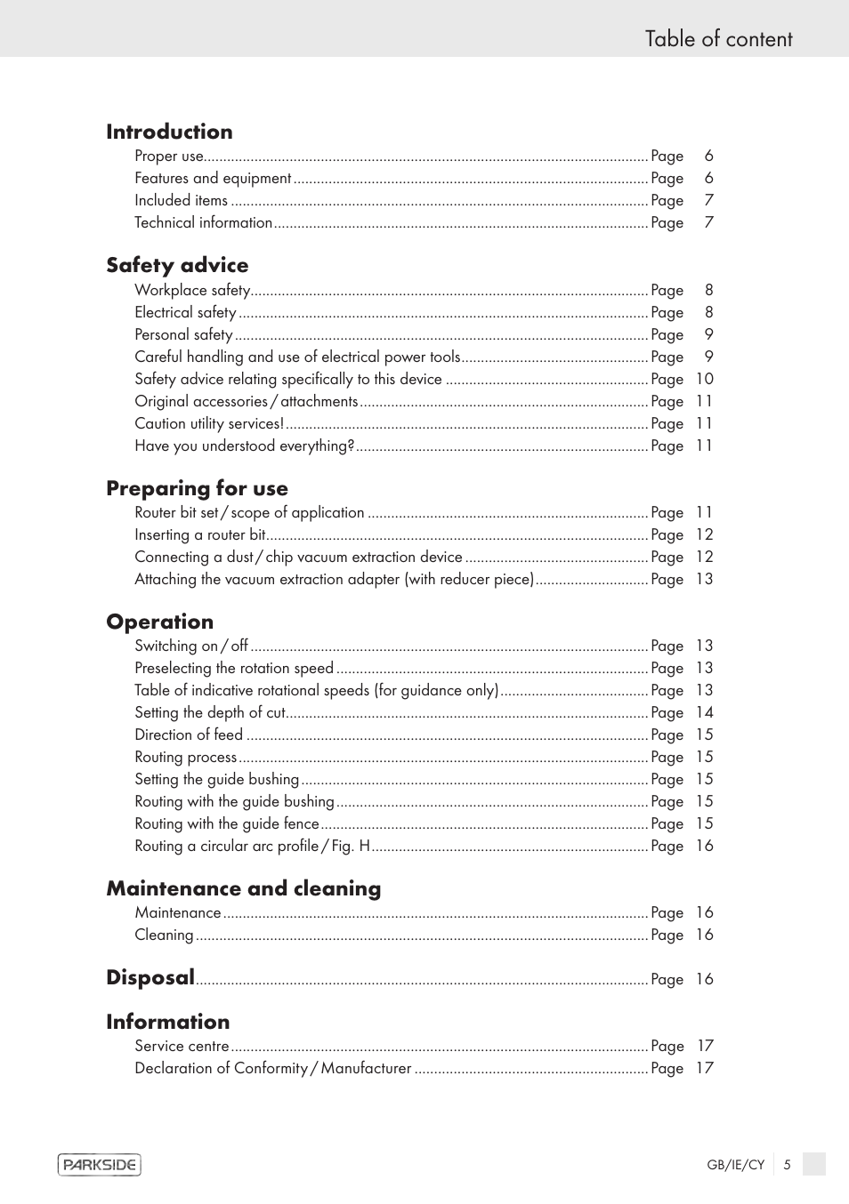 Table of content | Kompernass POF1300 User Manual | Page 3 / 16