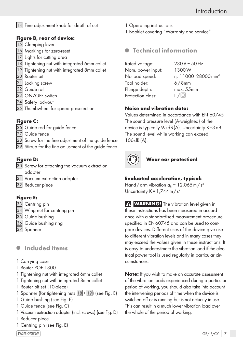 Introduction, Included items, Technical information | Kompernass POF1300 User Manual | Page 5 / 16
