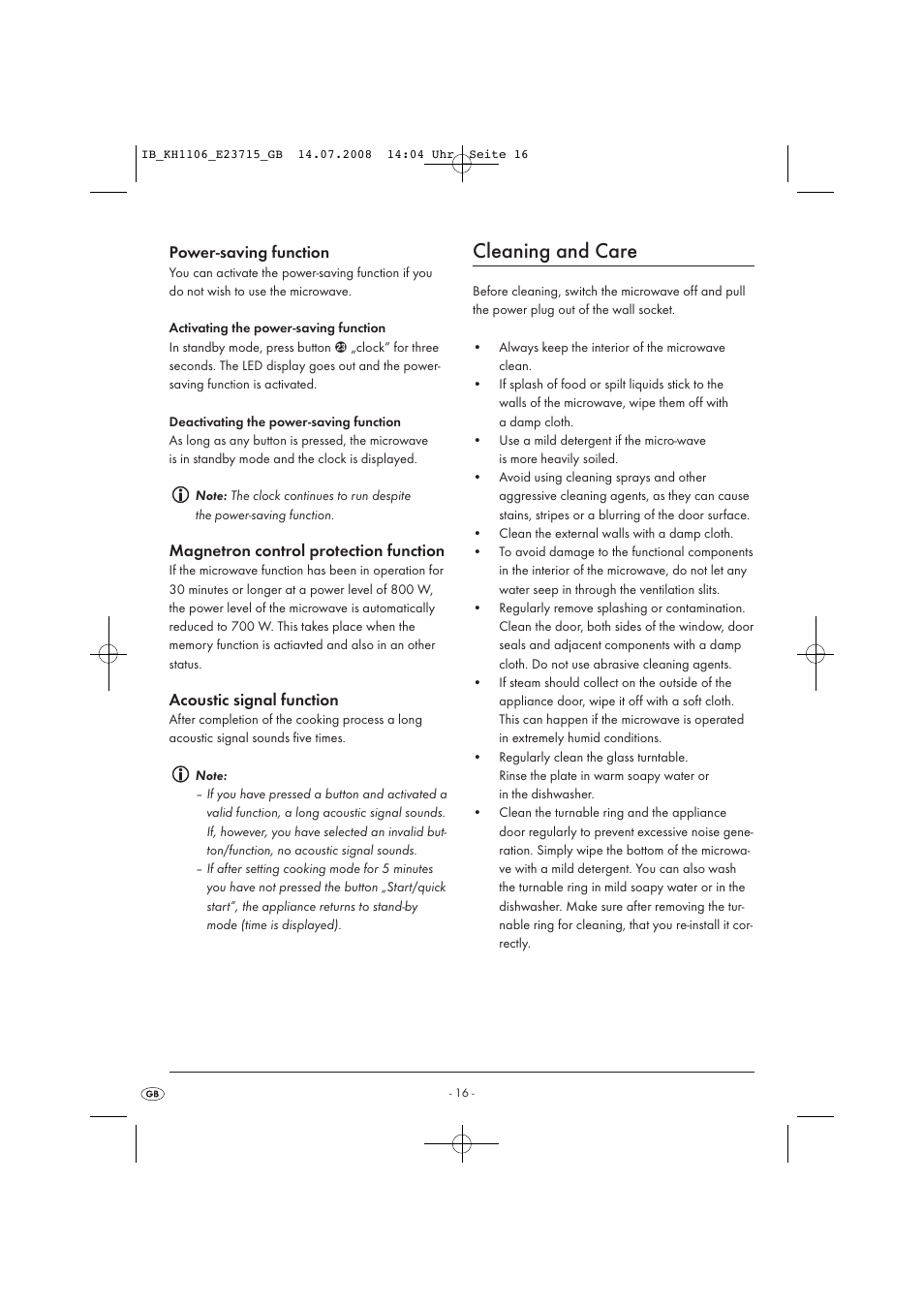 Cleaning and care | Kompernass KH 1106 User Manual | Page 18 / 34