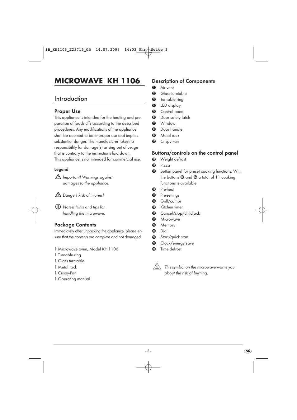 Microwave kh 1106, Introduction | Kompernass KH 1106 User Manual | Page 5 / 34