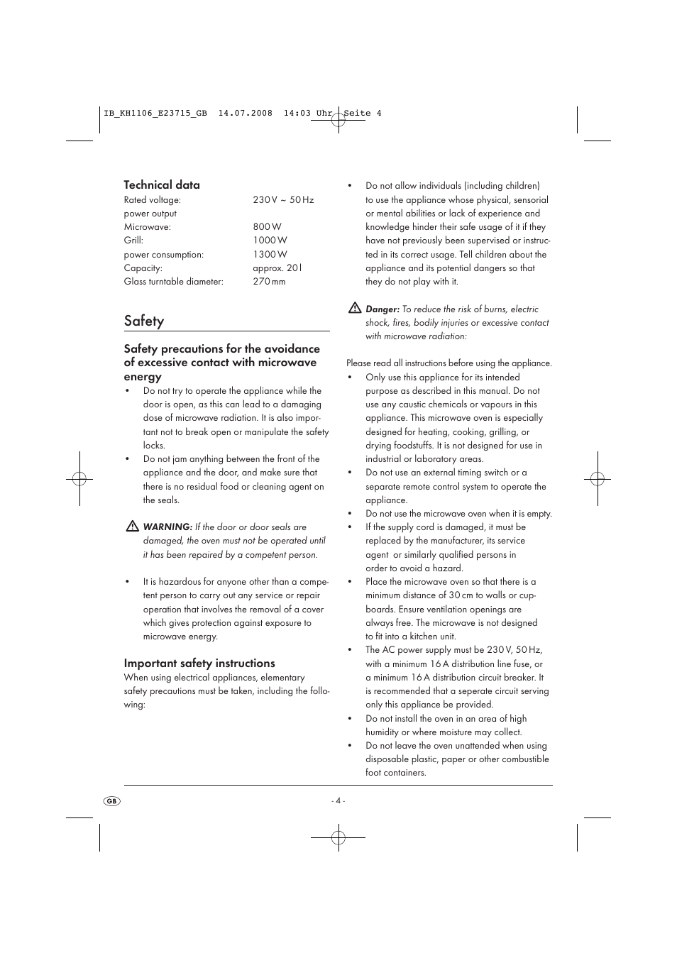 Safety | Kompernass KH 1106 User Manual | Page 6 / 34