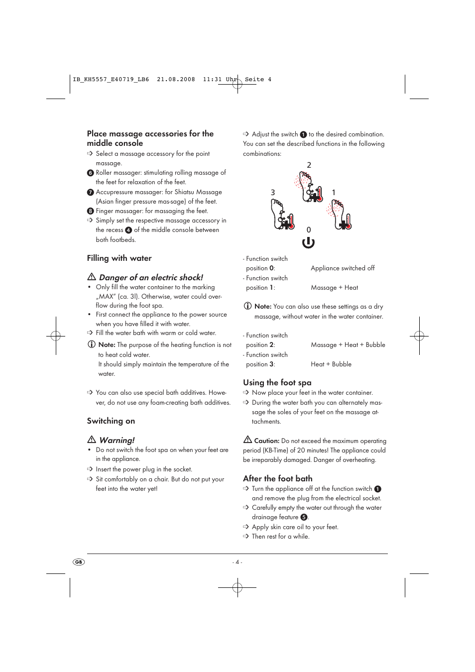 Kompernass FOOT SPA KH5557 User Manual | Page 6 / 8