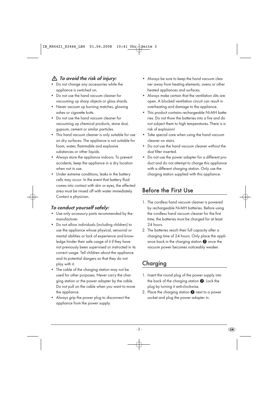 Before the first use, Charging | Kompernass KH 4421 User Manual | Page 5 / 50