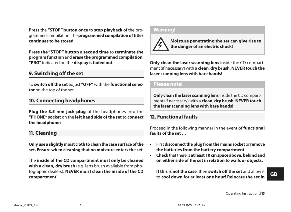 Kompernass KH 222 User Manual | Page 15 / 16
