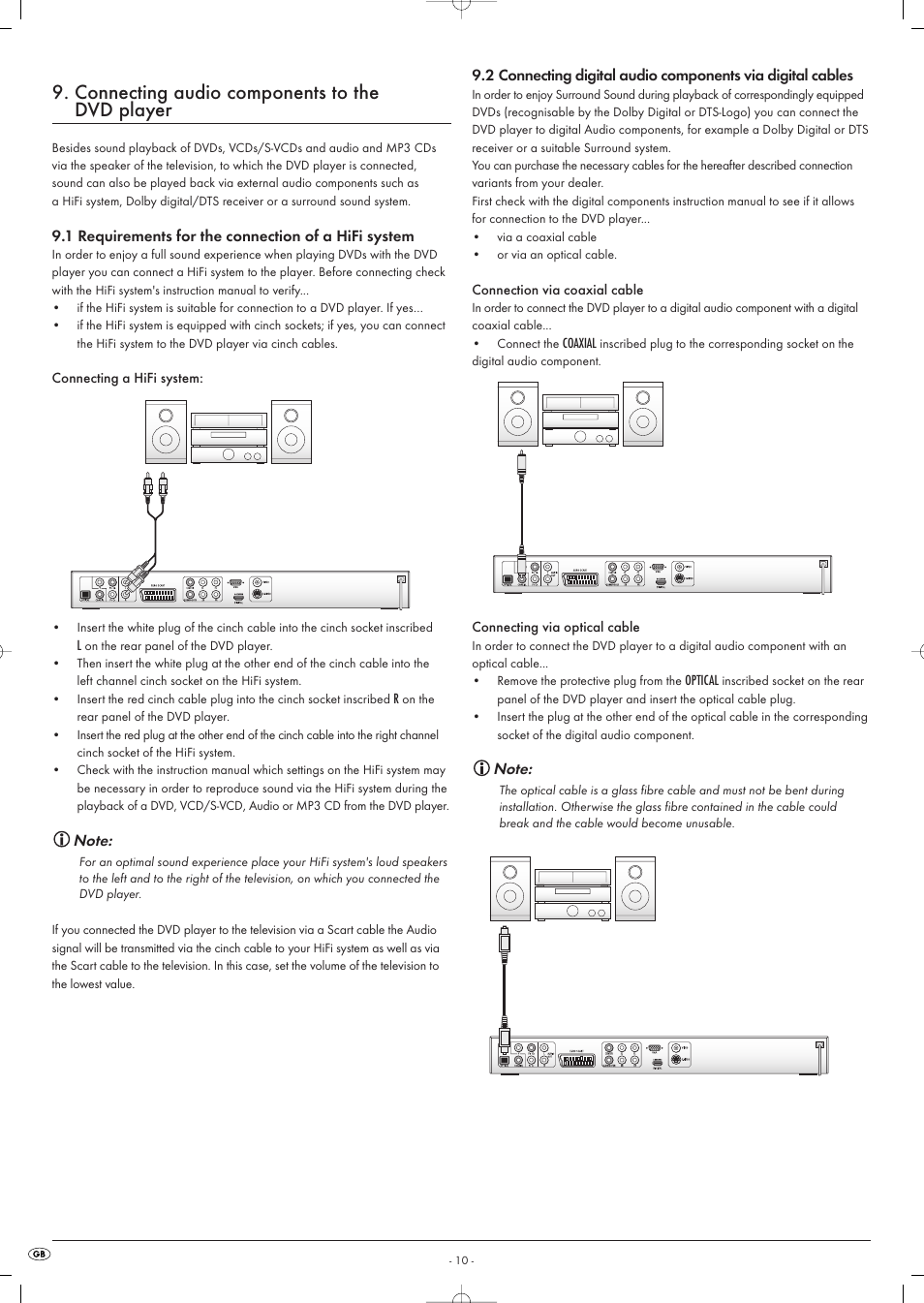Connecting audio components to the dvd player | Kompernass KH 6516 User Manual | Page 10 / 28