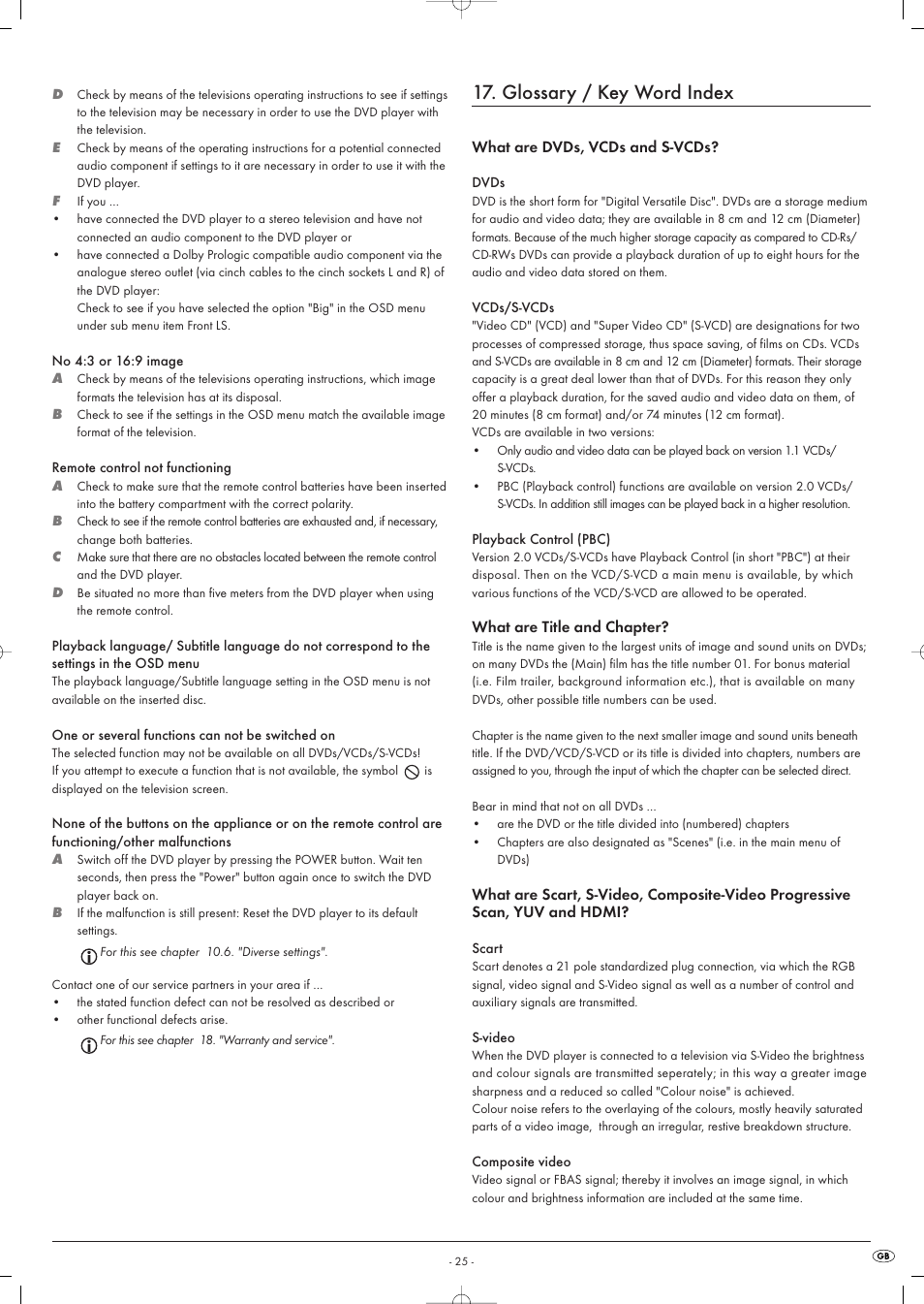 Glossary / key word index | Kompernass KH 6516 User Manual | Page 25 / 28