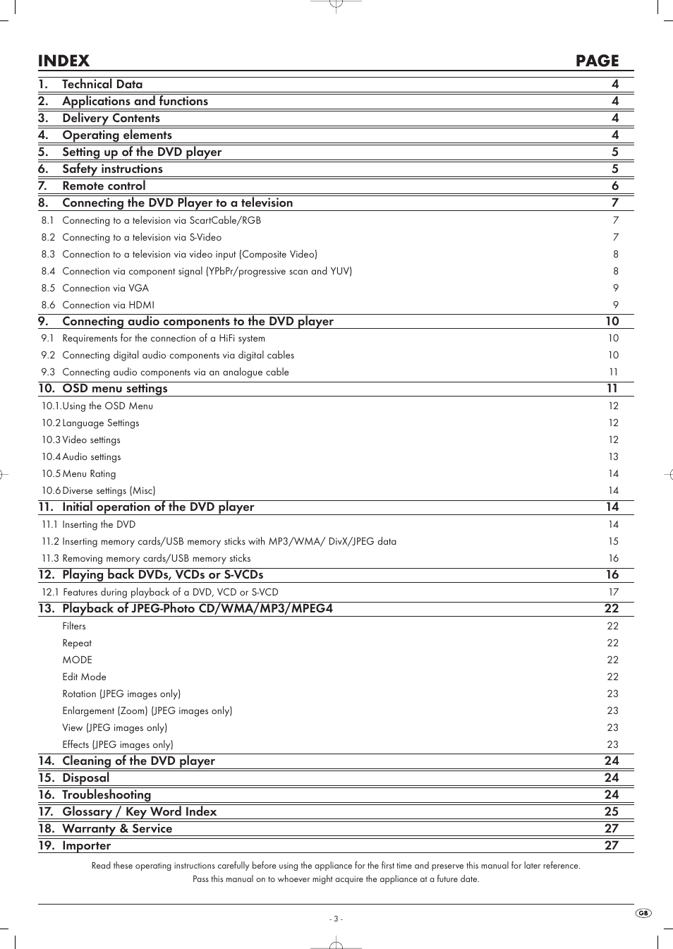Index page | Kompernass KH 6516 User Manual | Page 3 / 28