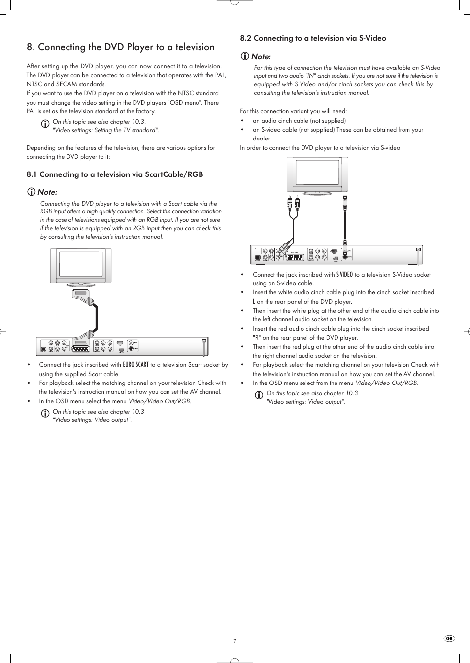 Connecting the dvd player to a television | Kompernass KH 6516 User Manual | Page 7 / 28