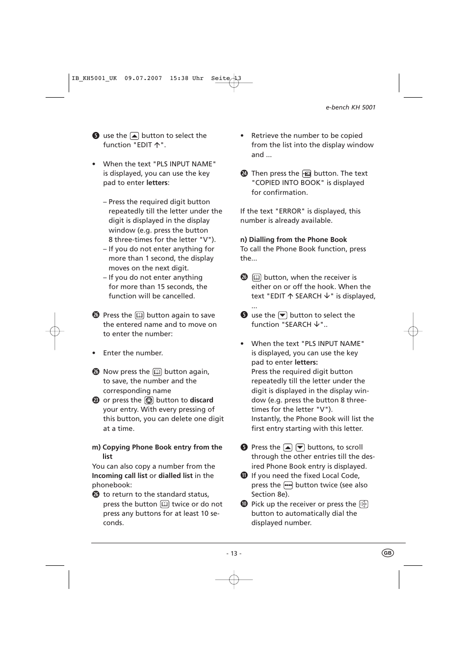 Kompernass bench KH5001 User Manual | Page 15 / 20