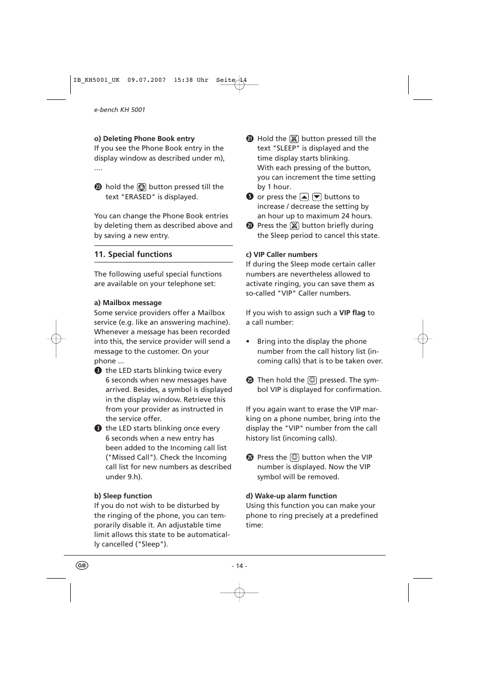 Kompernass bench KH5001 User Manual | Page 16 / 20