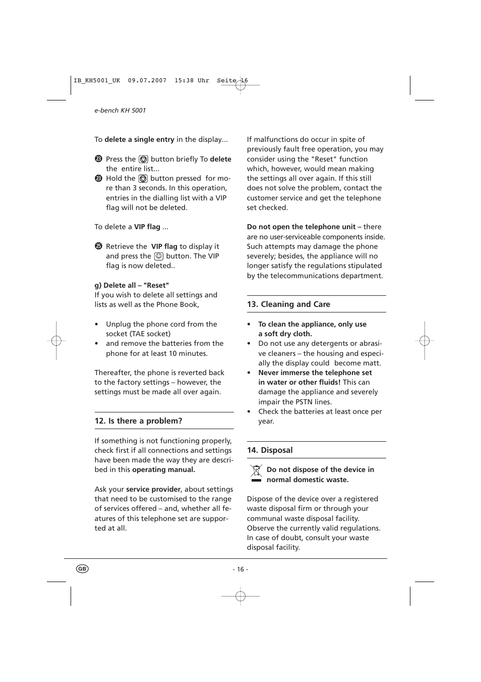 Kompernass bench KH5001 User Manual | Page 18 / 20