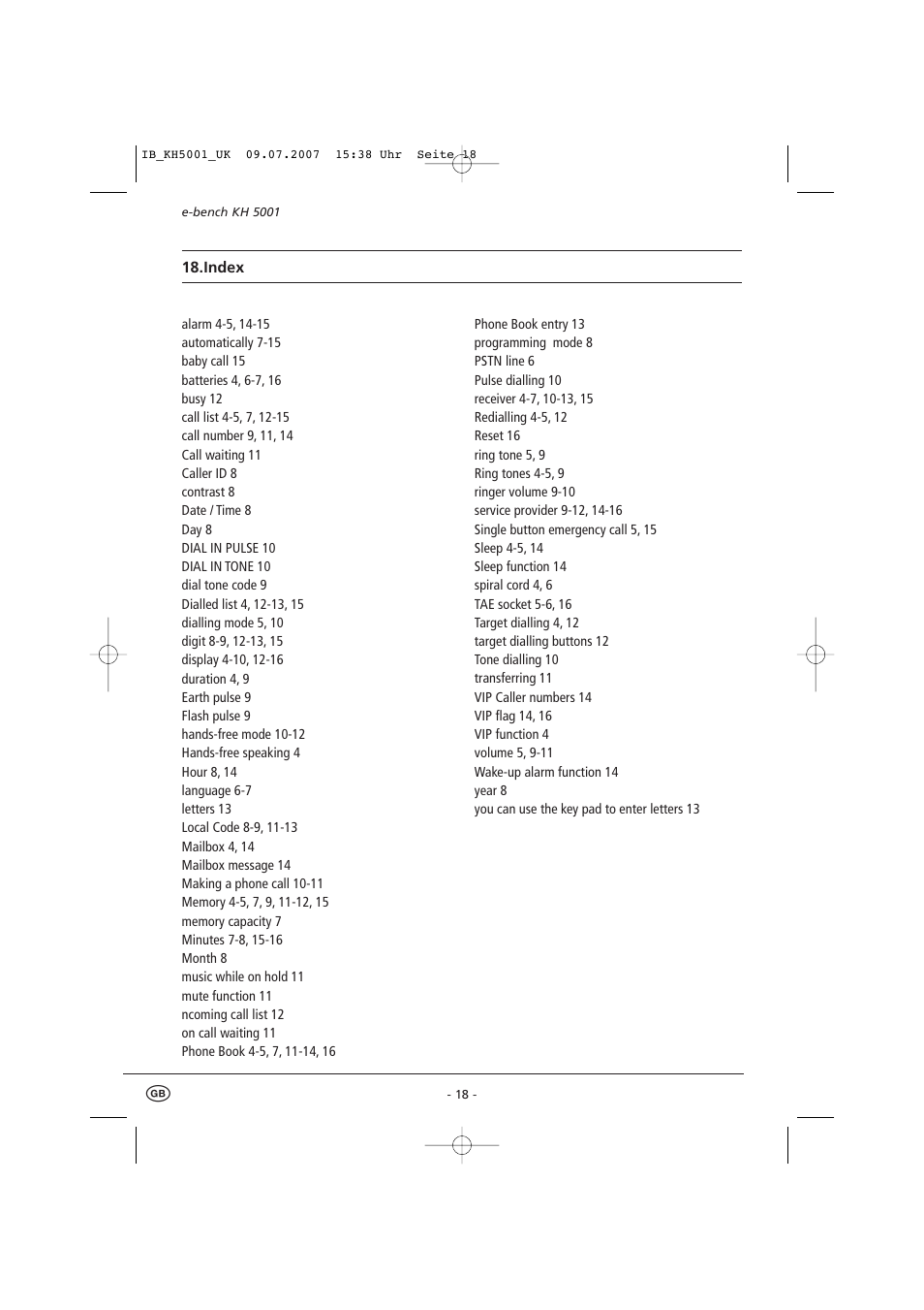 Kompernass bench KH5001 User Manual | Page 20 / 20