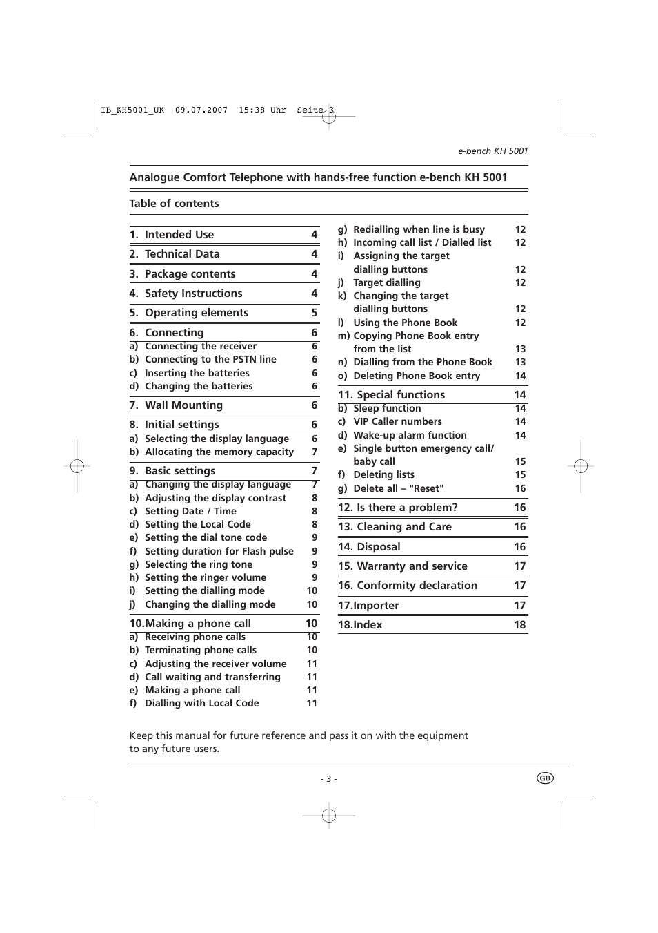 Kompernass bench KH5001 User Manual | Page 5 / 20