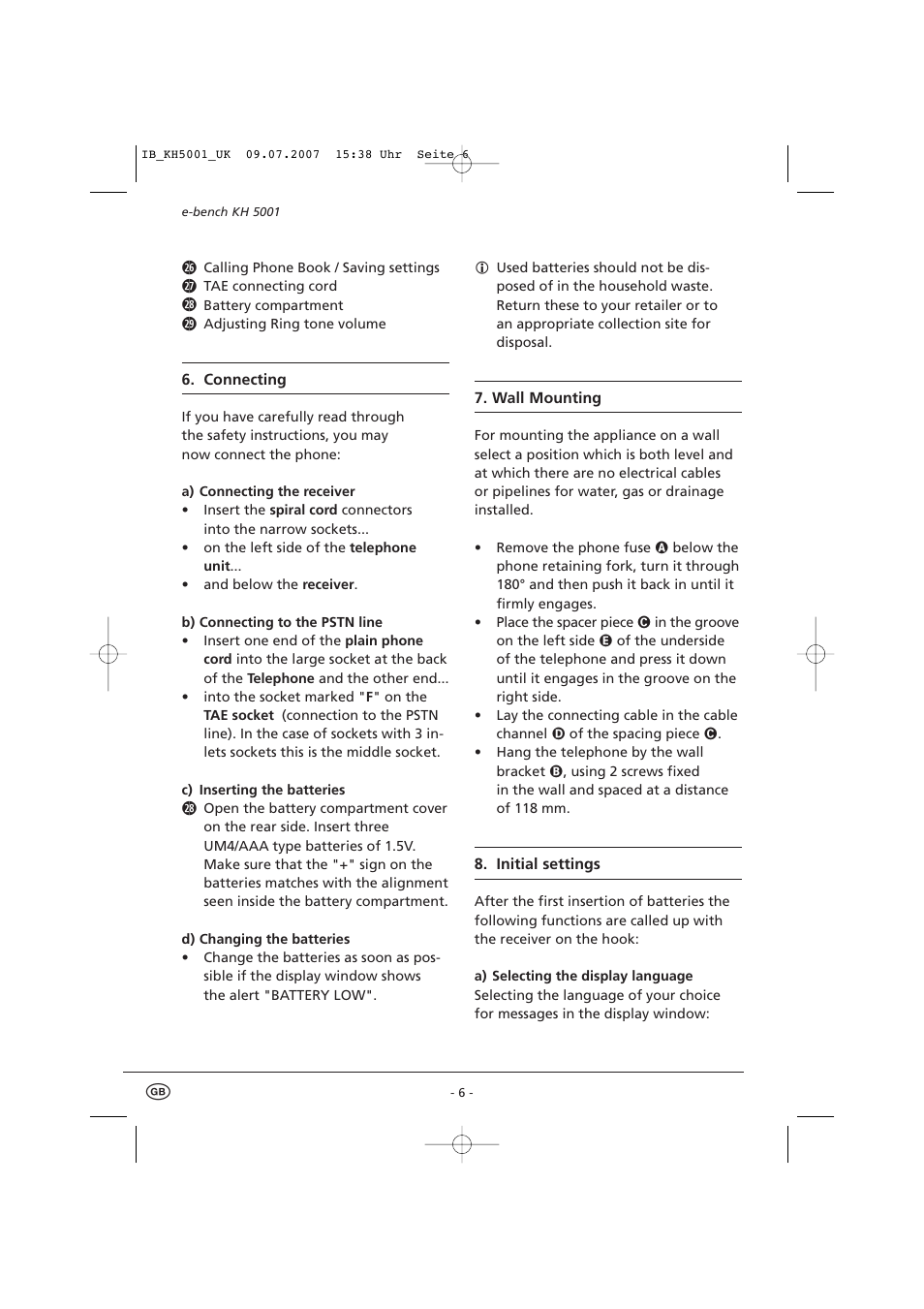 Kompernass bench KH5001 User Manual | Page 8 / 20