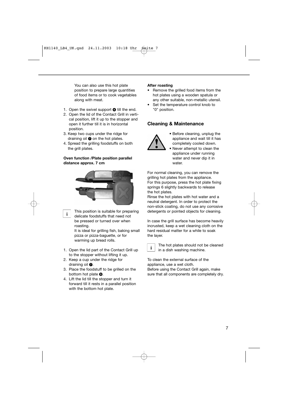 Cleaning & maintenance | Kompernass KH 1140 User Manual | Page 7 / 9