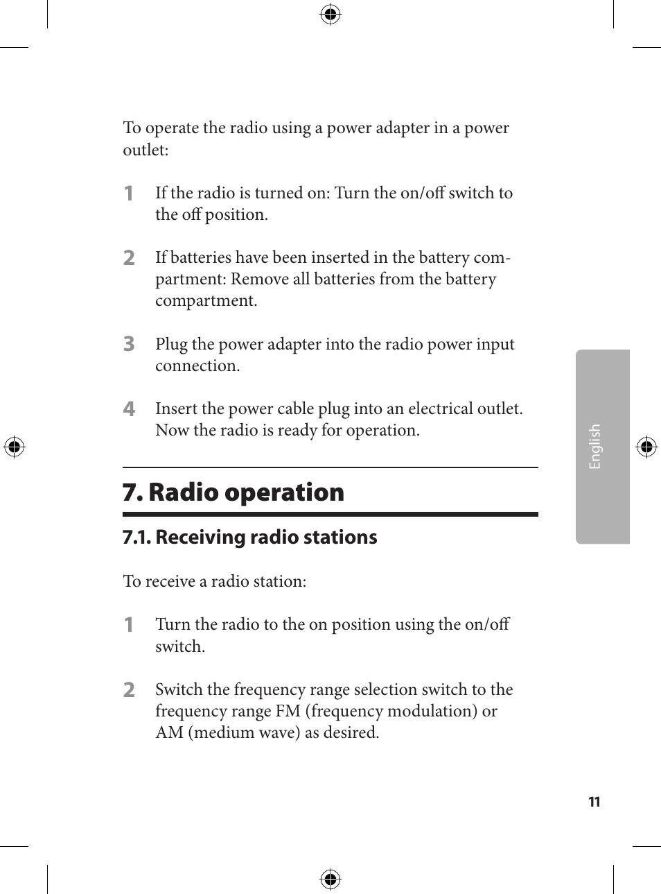 Radio operation | Kompernass KH 2243 User Manual | Page 11 / 17