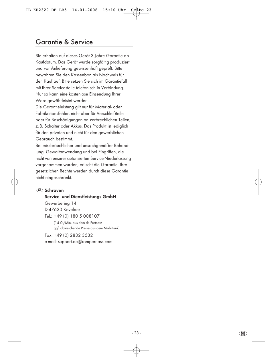 Garantie & service | Kompernass KH 2329 User Manual | Page 25 / 26
