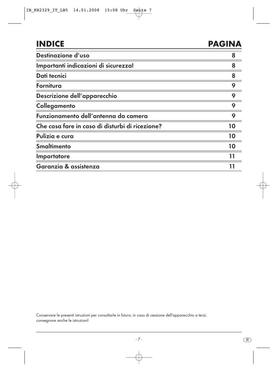 Indice pagina | Kompernass KH 2329 User Manual | Page 9 / 26