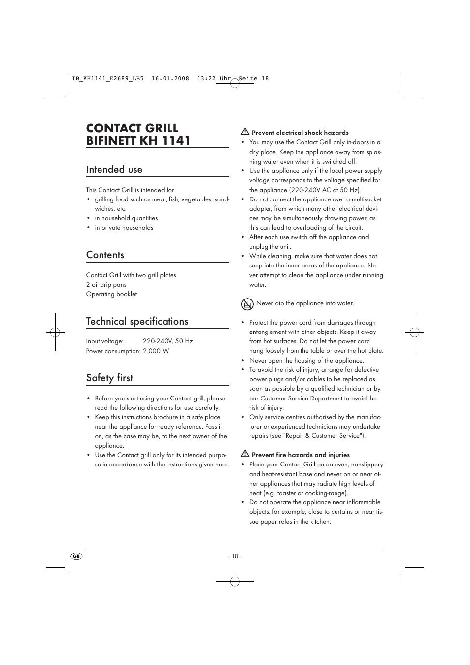 Kompernass KH 1141 User Manual | Page 20 / 34