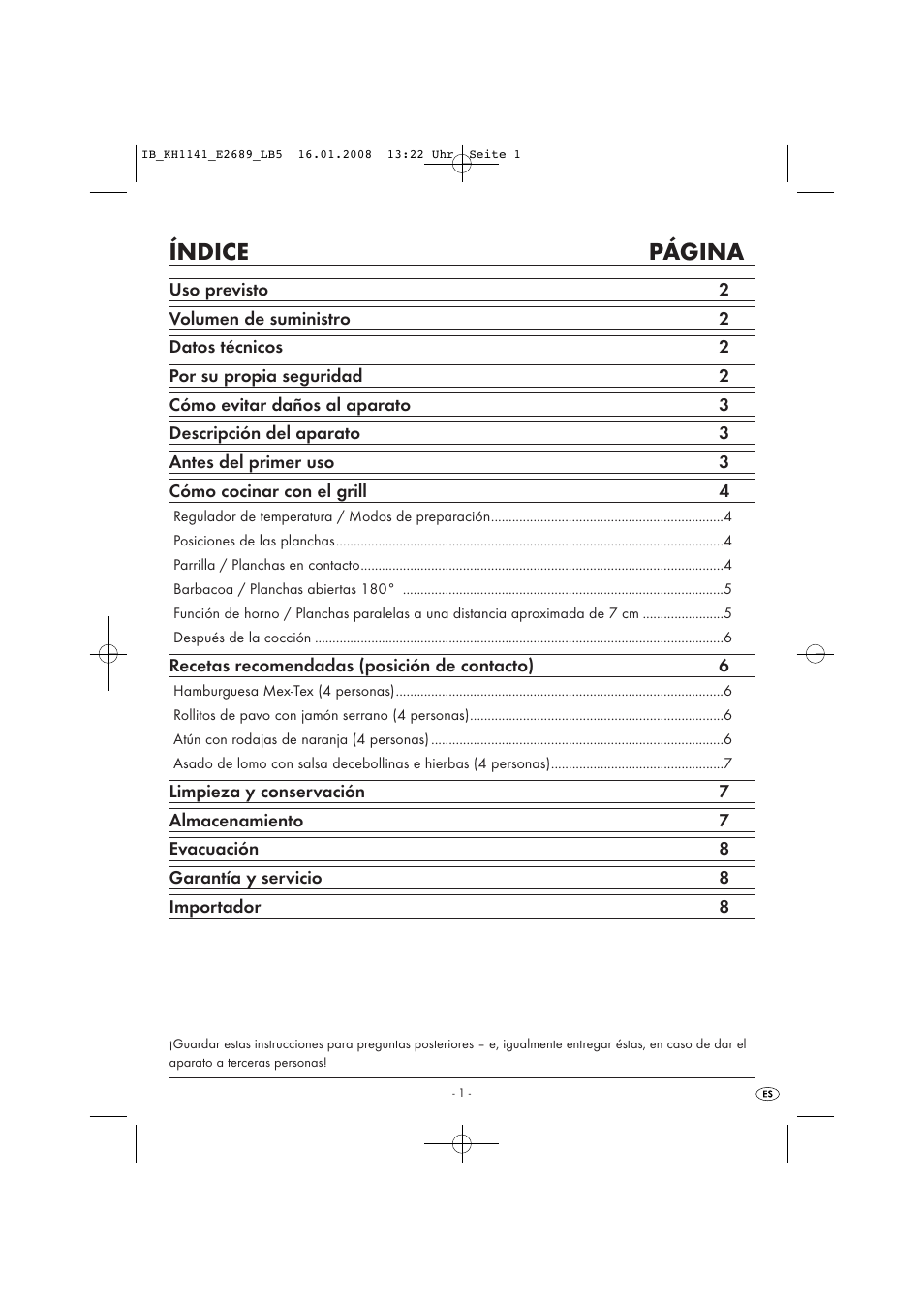 Índice página | Kompernass KH 1141 User Manual | Page 3 / 34
