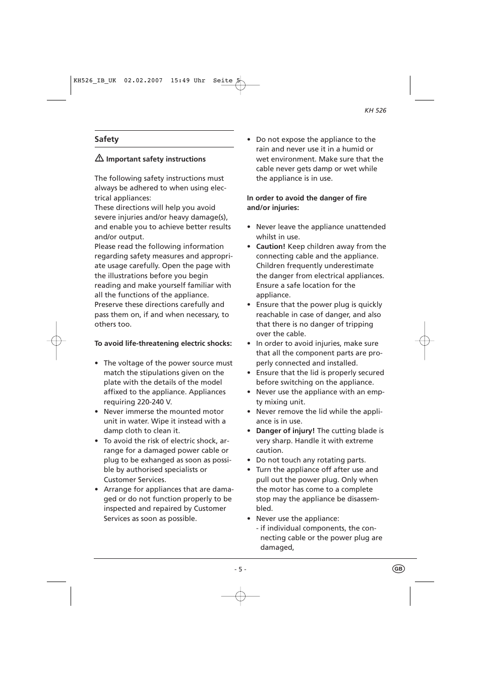 Kompernass KH526 User Manual | Page 7 / 11