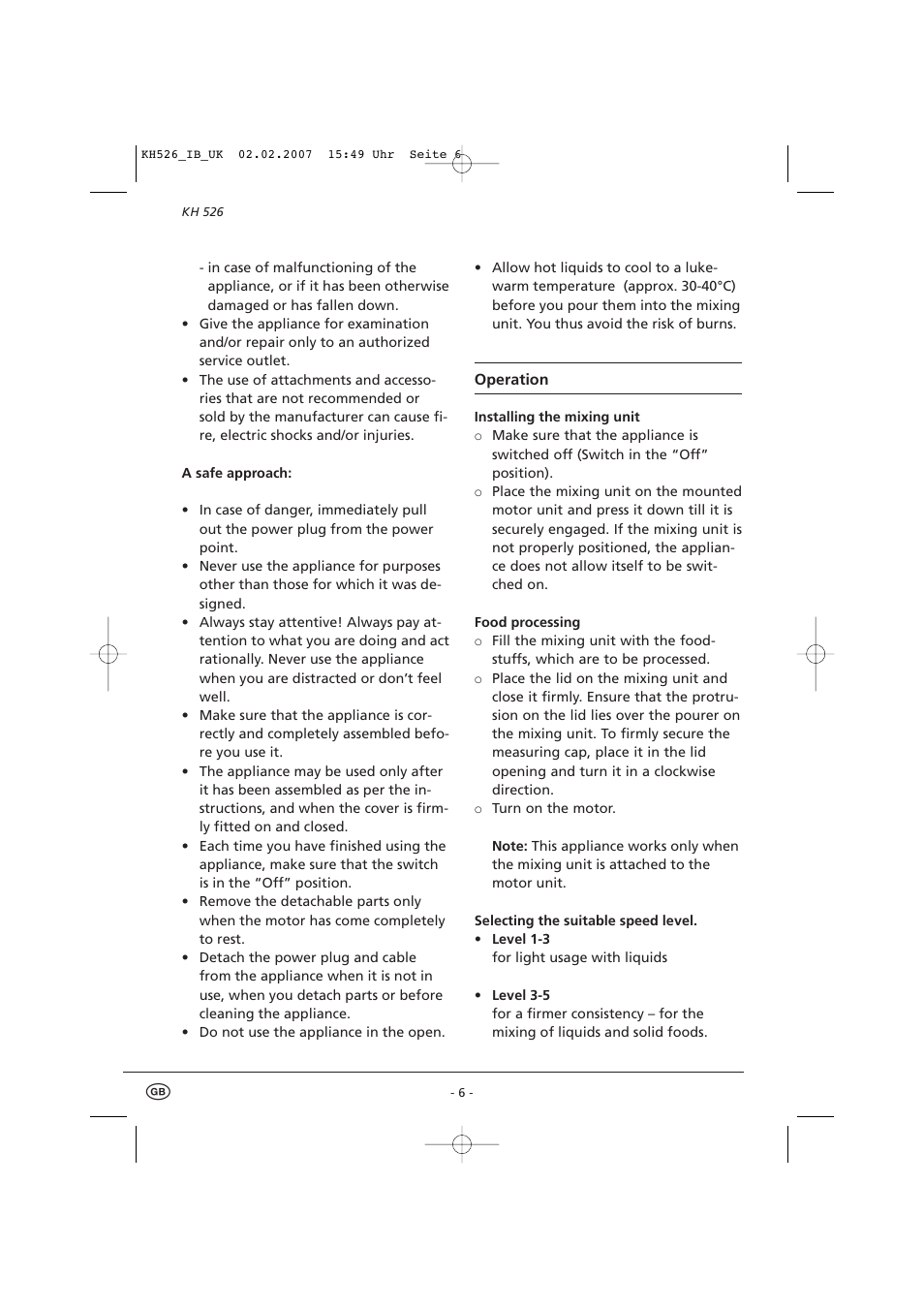 Kompernass KH526 User Manual | Page 8 / 11