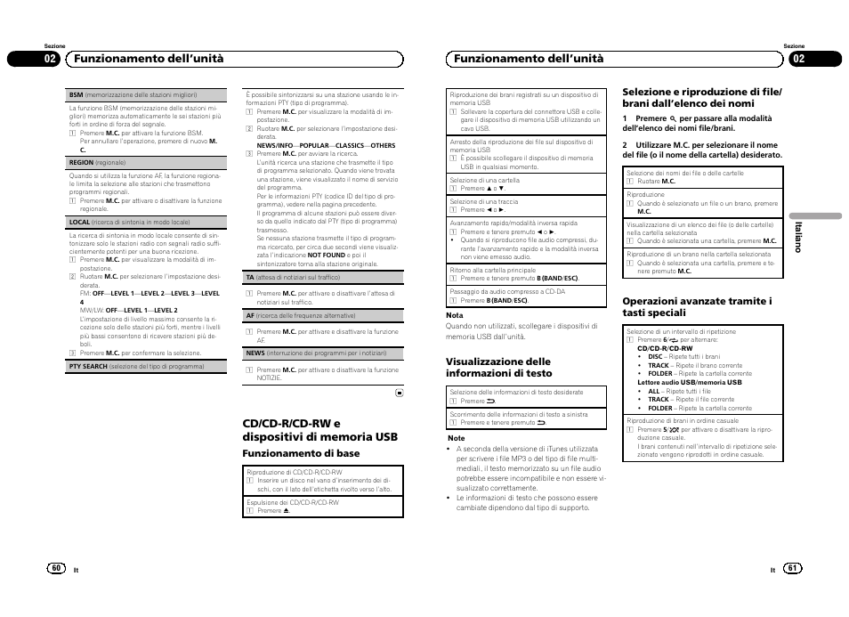 02 funzionamento dell ’unità | Pioneer DEH-3300UB User Manual | Page 31 / 100