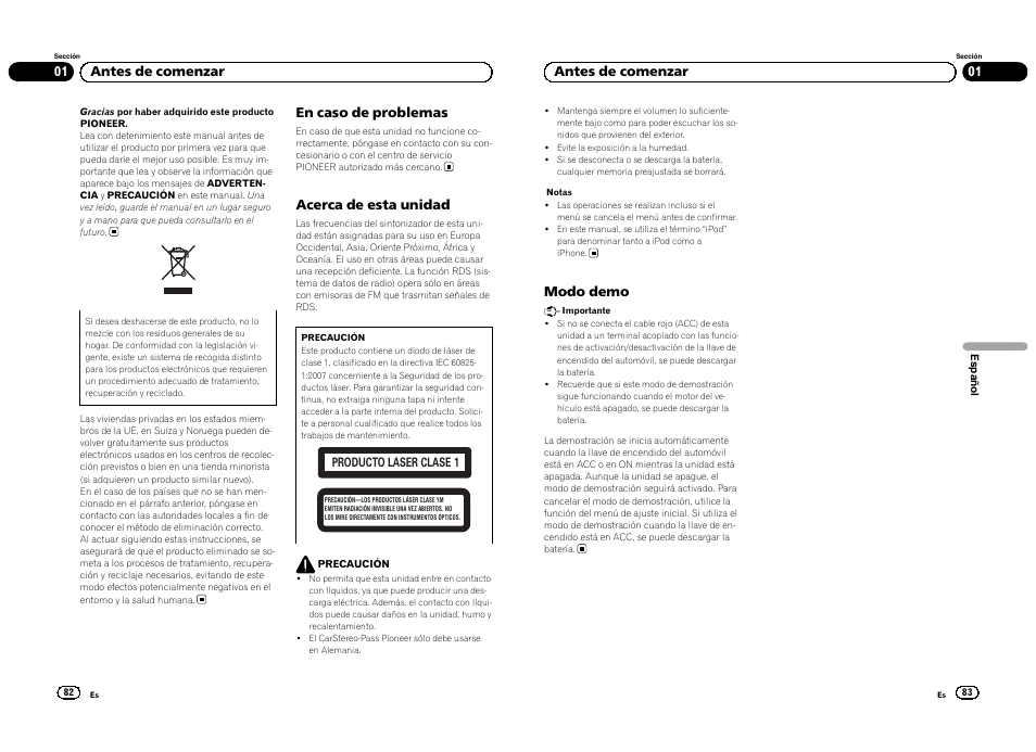 Español | Pioneer DEH-3300UB User Manual | Page 42 / 100