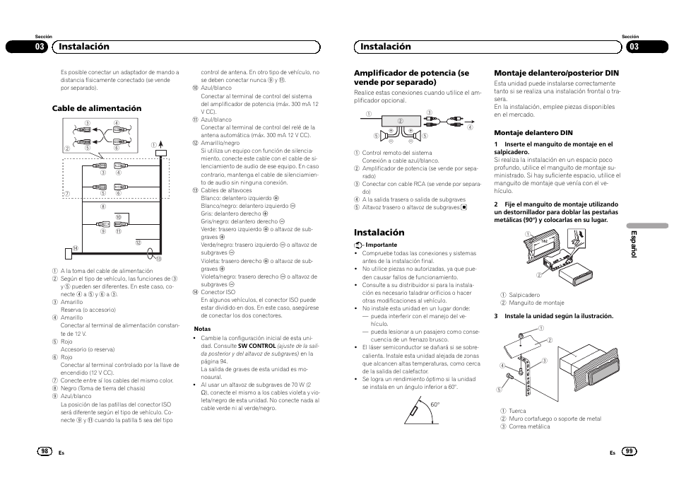 03 instalación, Instalación | Pioneer DEH-3300UB User Manual | Page 50 / 100