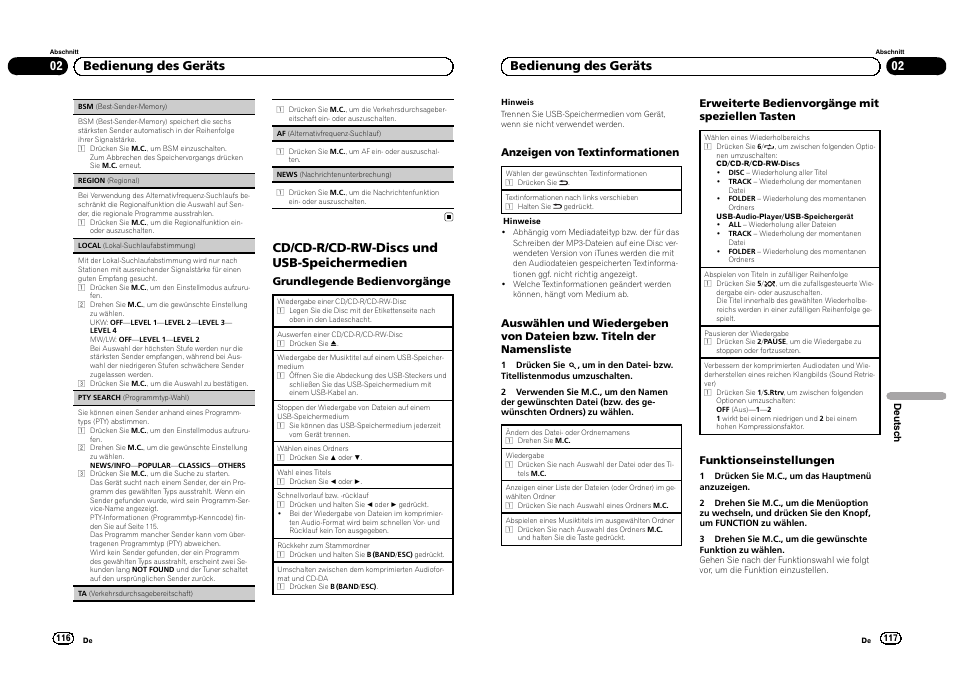 Cd/cd-r/cd-rw-discs und usb-speichermedien, 02 bedienung des geräts | Pioneer DEH-3300UB User Manual | Page 59 / 100