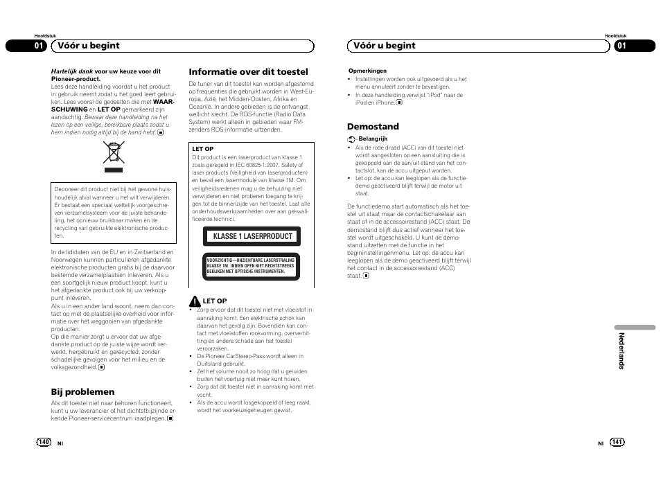 Nederlands | Pioneer DEH-3300UB User Manual | Page 71 / 100