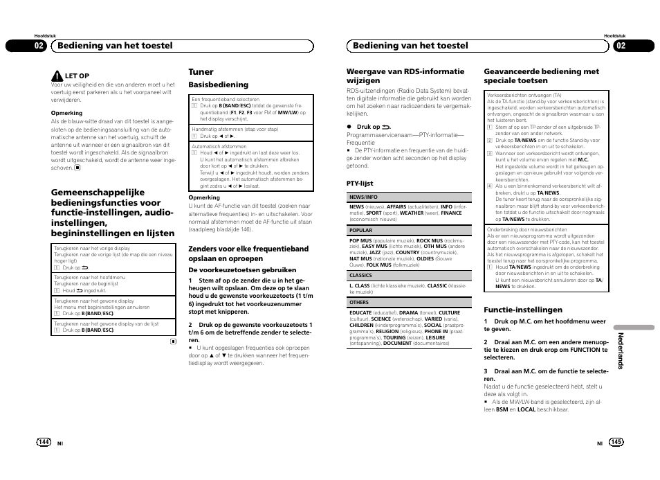 Tuner, 02 bediening van het toestel | Pioneer DEH-3300UB User Manual | Page 73 / 100