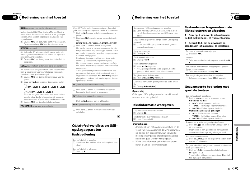 Cd/cd-r/cd-rw-discs en usb- opslagapparaten, 02 bediening van het toestel | Pioneer DEH-3300UB User Manual | Page 74 / 100