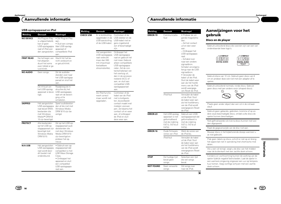 Aanvullende informatie, Aanwijzingen voor het gebruik | Pioneer DEH-3300UB User Manual | Page 81 / 100