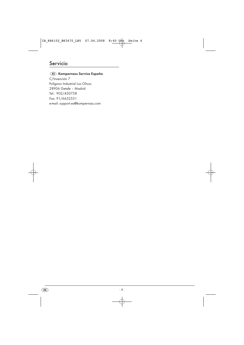 Servicio | Kompernass KH 4102 User Manual | Page 6 / 15