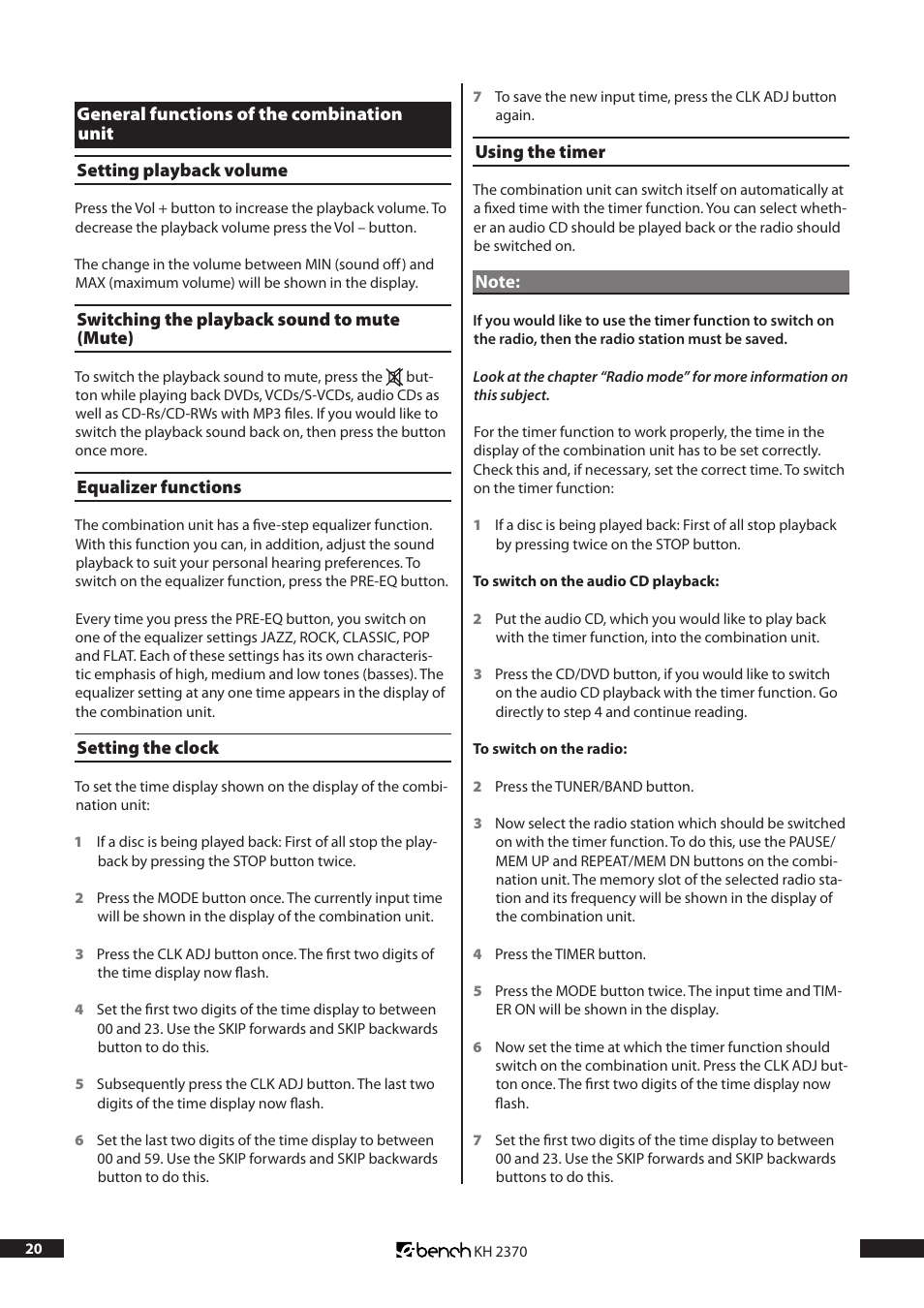 Kompernass KH 2370 User Manual | Page 20 / 38