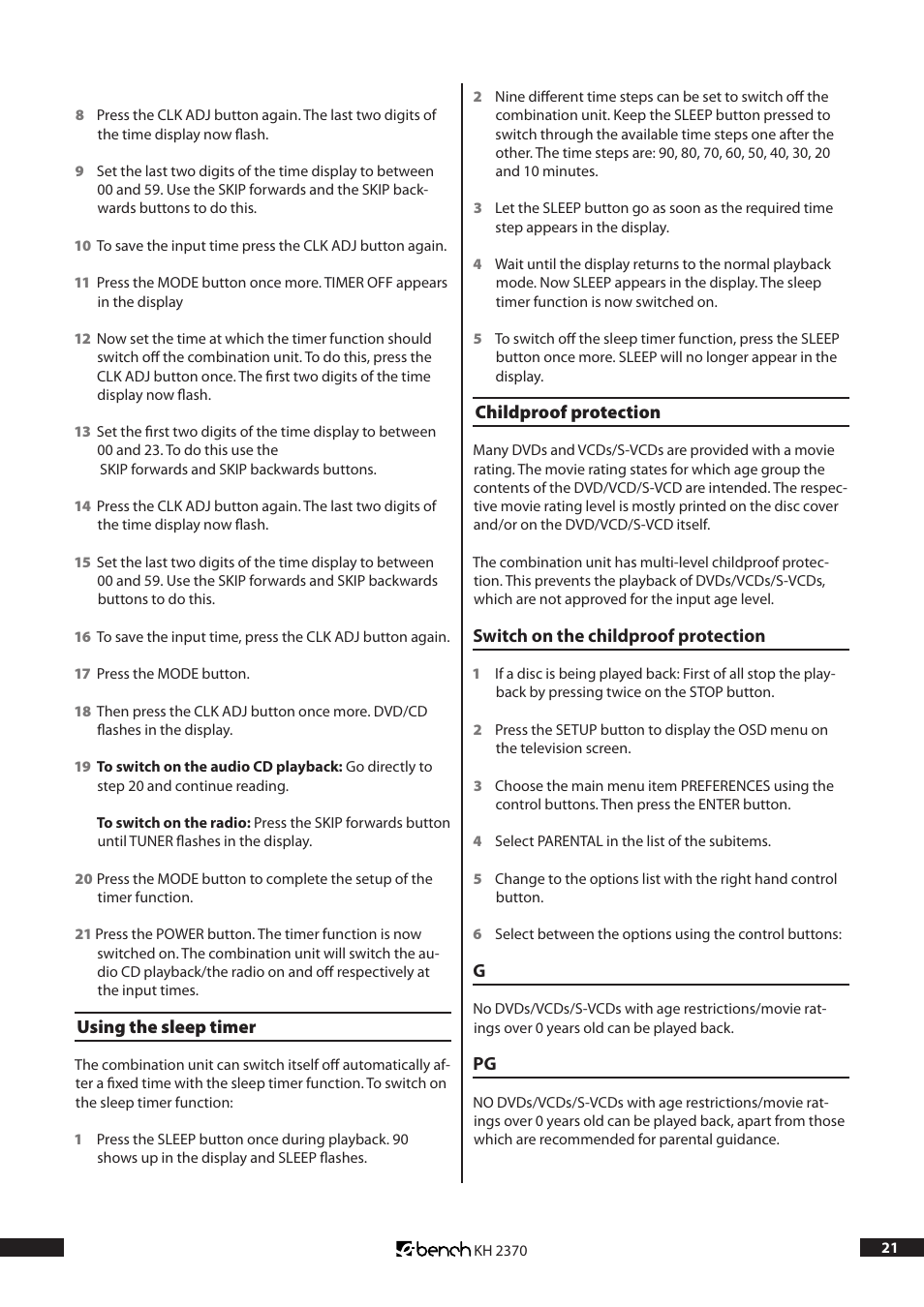 Kompernass KH 2370 User Manual | Page 21 / 38
