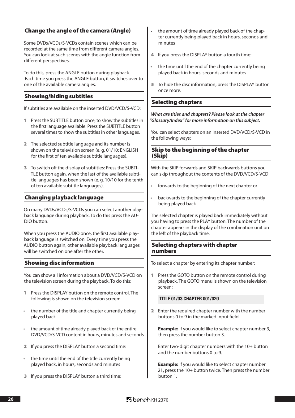 Kompernass KH 2370 User Manual | Page 26 / 38