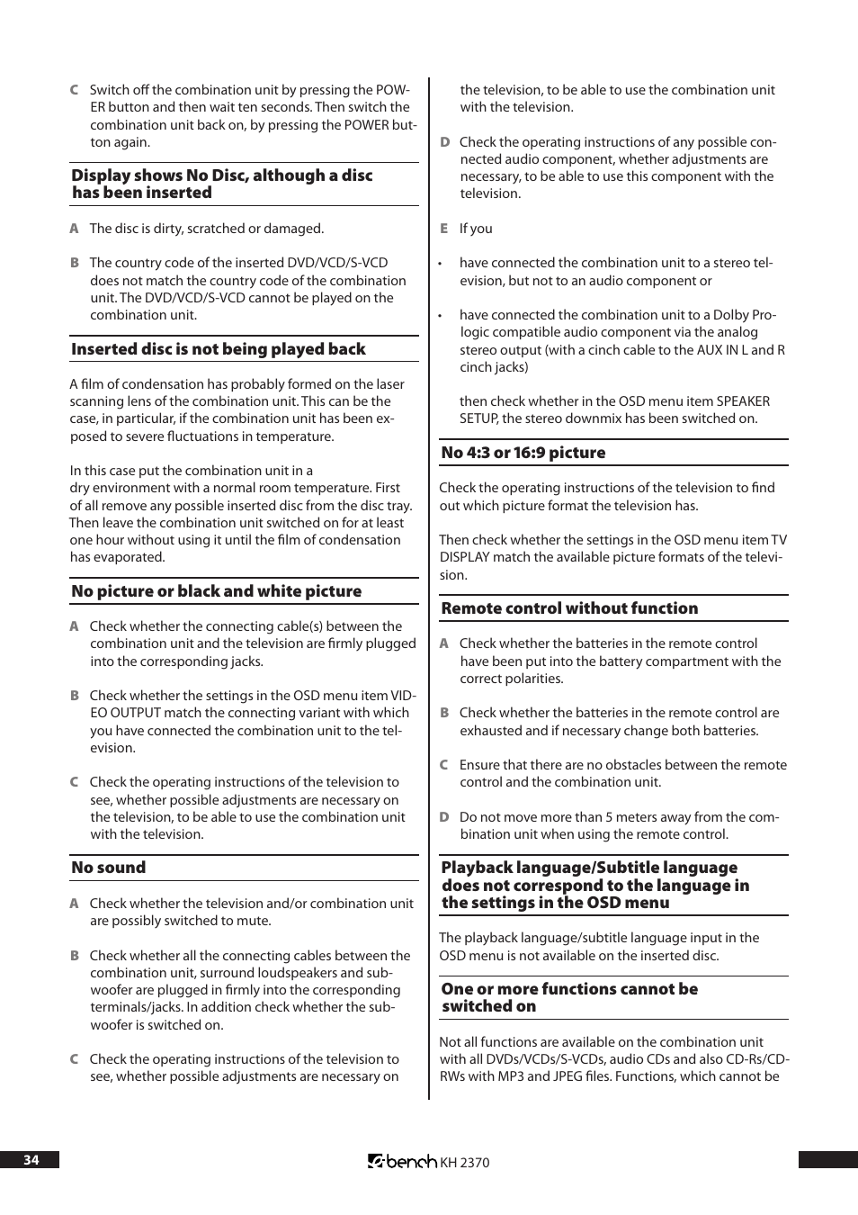 Kompernass KH 2370 User Manual | Page 34 / 38