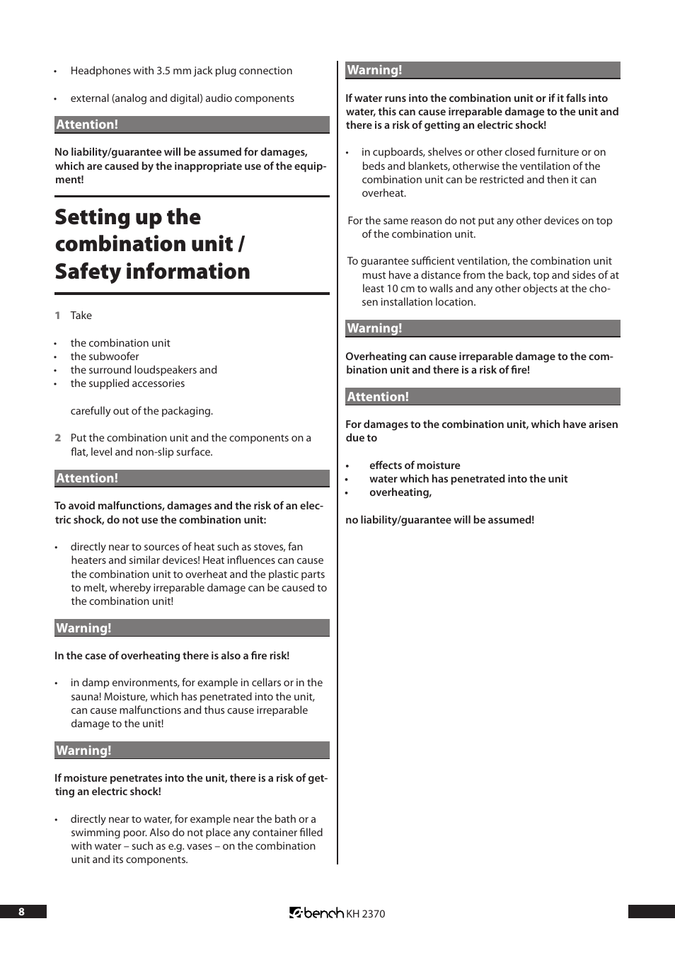 Kompernass KH 2370 User Manual | Page 8 / 38