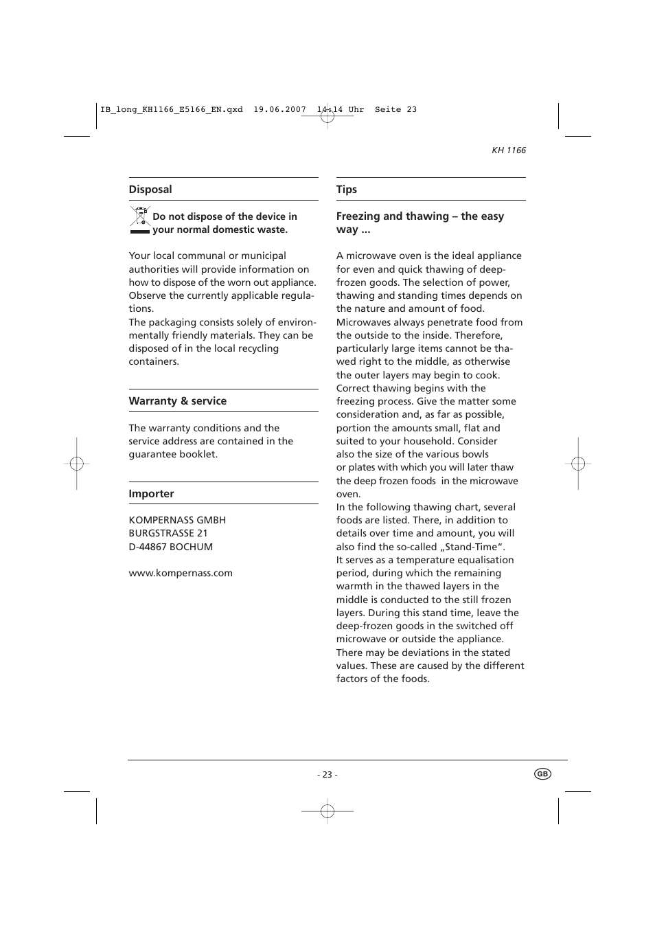 Kompernass Bifinett KH1166 User Manual | Page 25 / 39