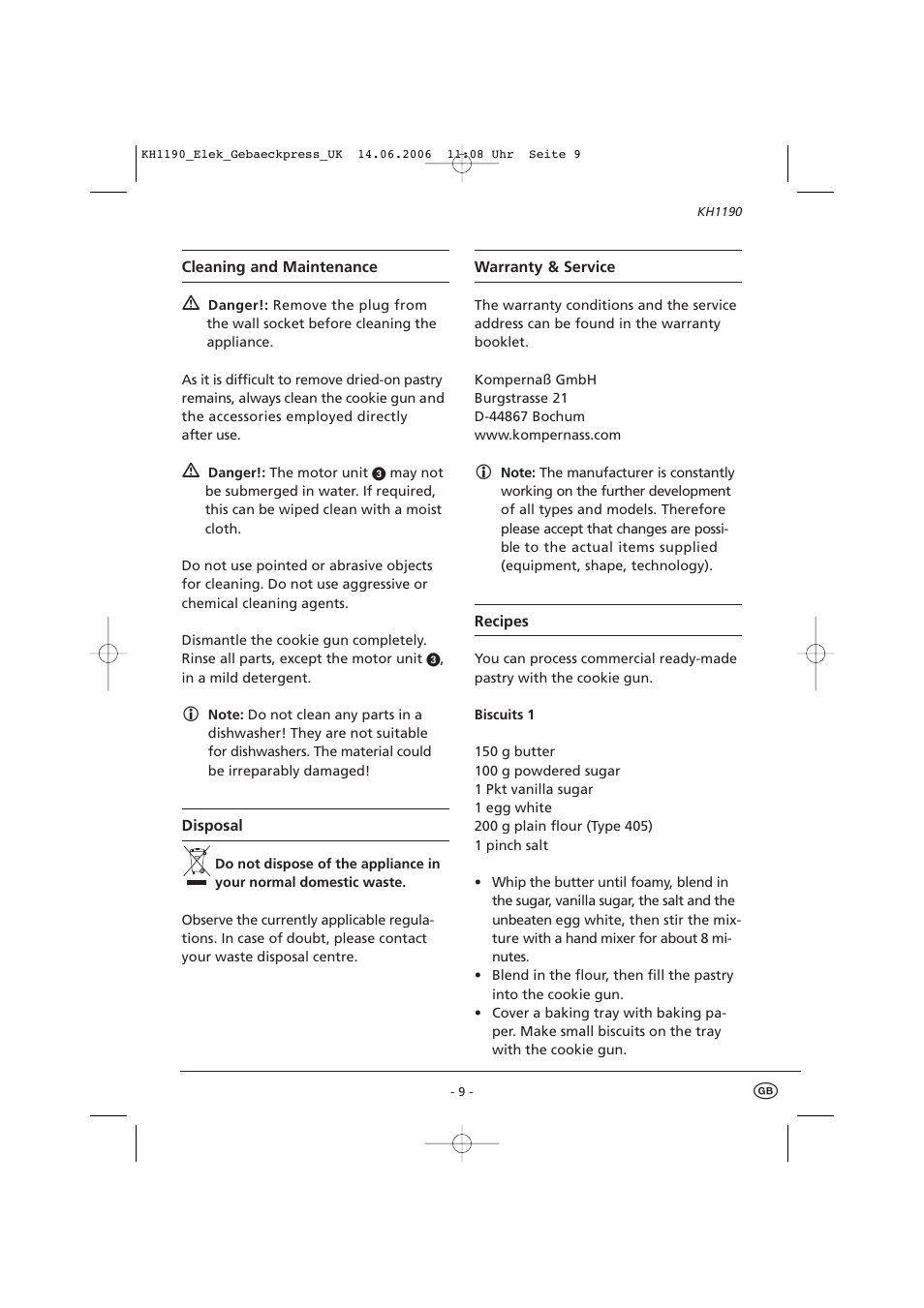 Kompernass KH1190 User Manual | Page 11 / 12