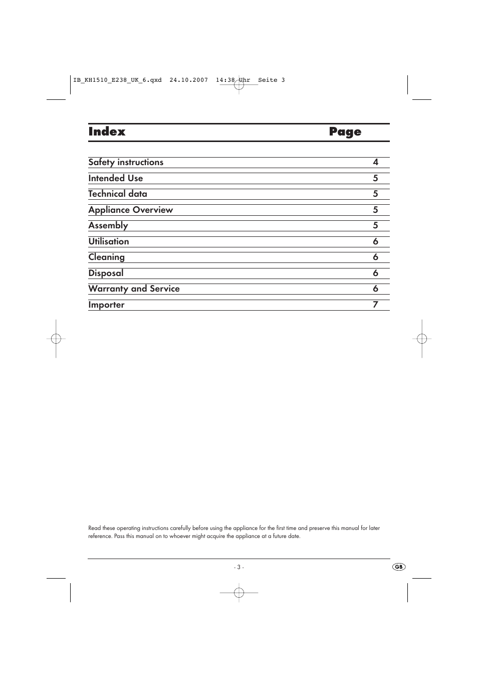 Index page | Kompernass KH 1510 User Manual | Page 3 / 8