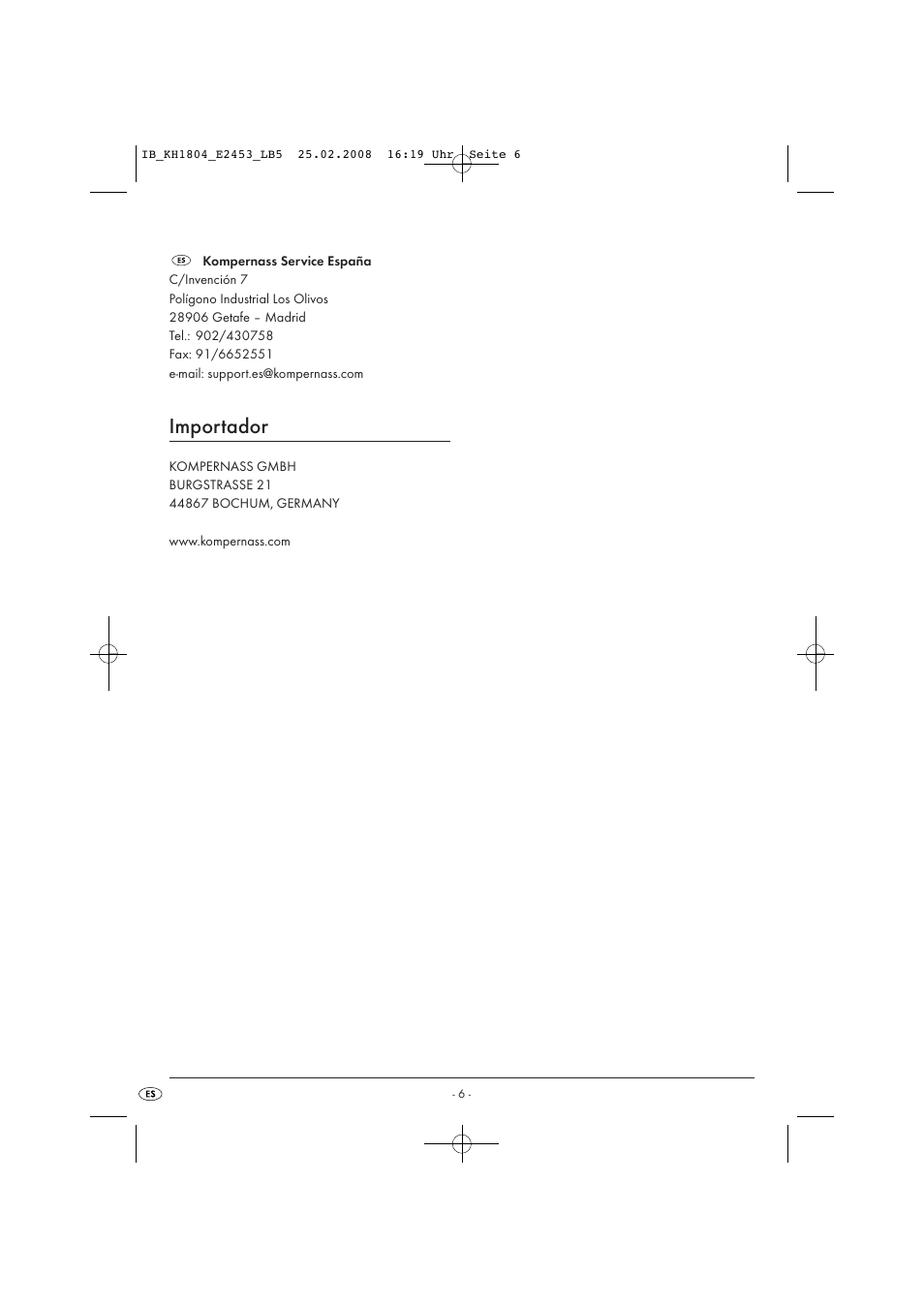 Importador | Kompernass KH 1804 User Manual | Page 8 / 26