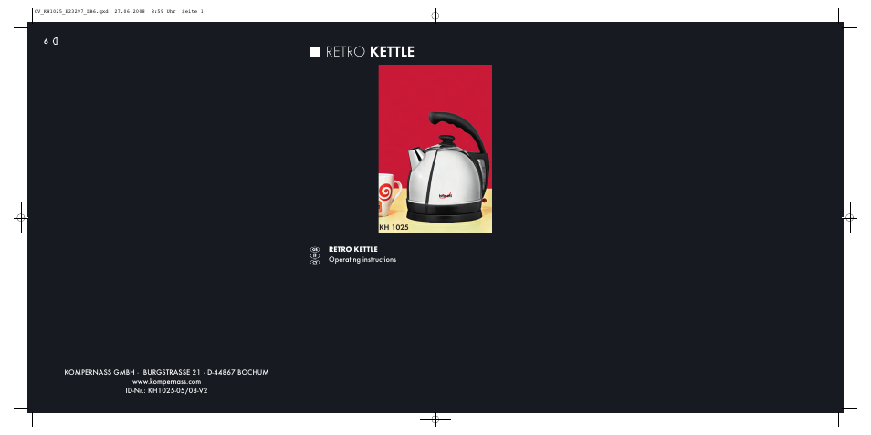 Kompernass RETRO KETTLE KH1025-05/08-V2 User Manual | 7 pages